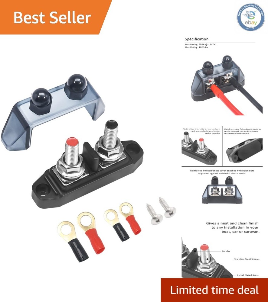 Versatile Power Distribution Block with Stainless Steel Rings & Compact Design