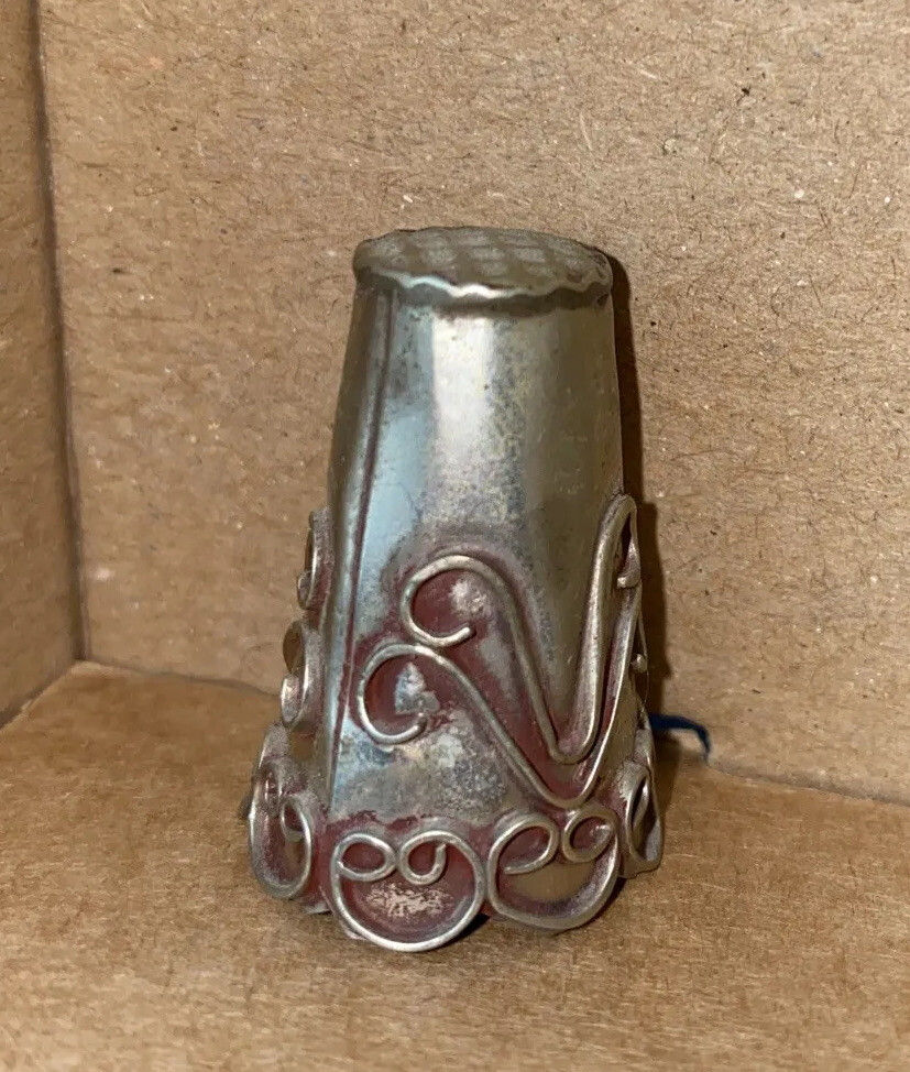 Vintage Mexico Thimble Silver Ornate Wire