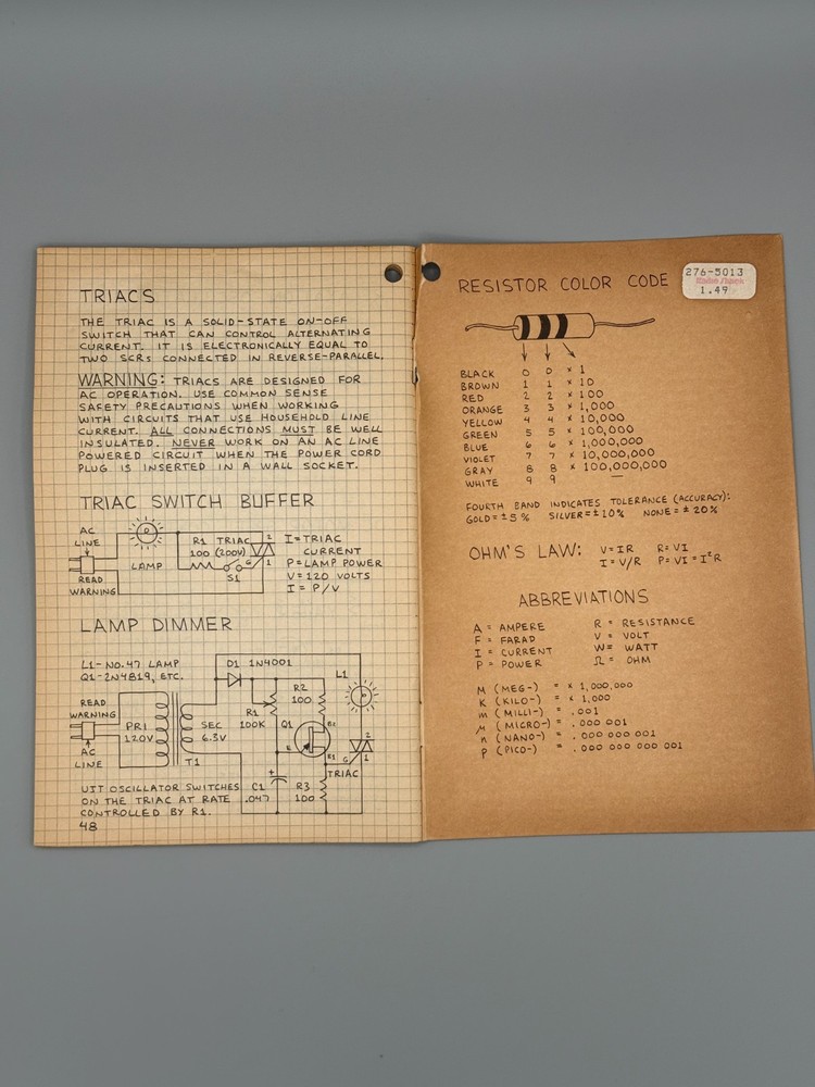 Archer Radio Shack 276-5013 Engineers Mini Notebook Basic Semiconductor Circuits