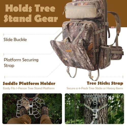 Saddle Hunting Backpack for Men, Easy to Carry Saddle Platform & Tree Sticks,