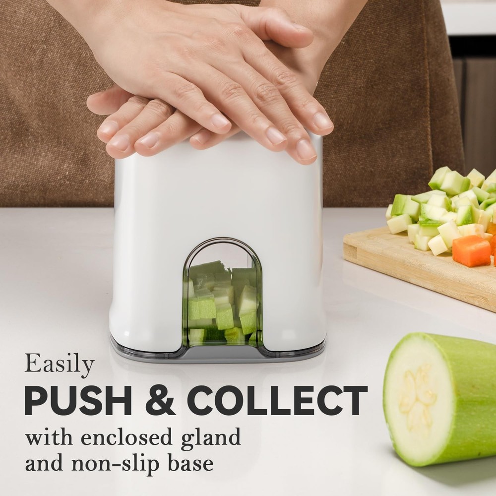 KEOUKE Multifunctional Vegetable Chopper White - 3 Interchangeable Blades Pot...