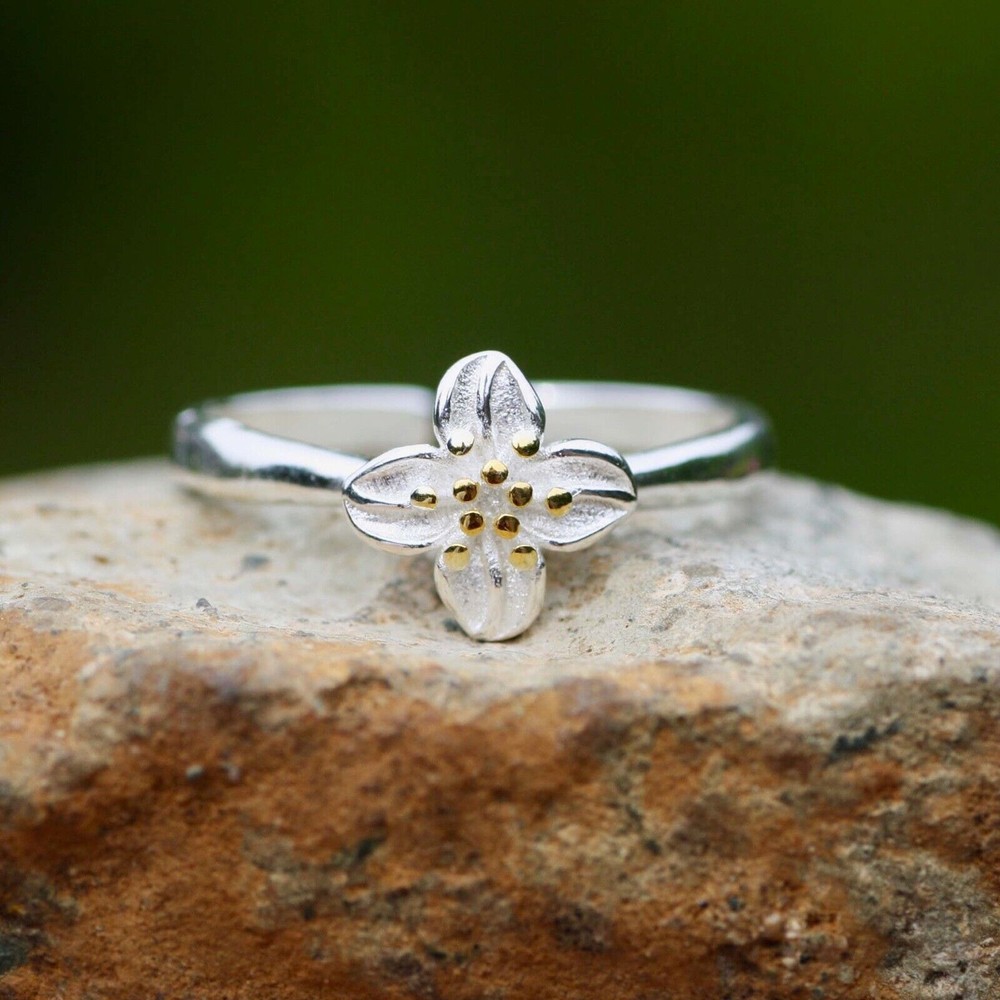 Small Lily Flower Ring Sterling Silver 925 , Gift for Her , Devotion