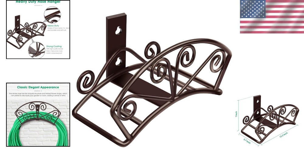 Weather Resistant Bronze Hose Holder - Heavy Duty & Space-Saving Design