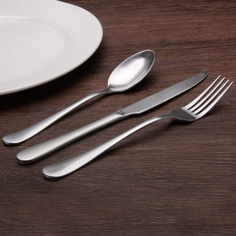 Matte Silverware Set, 20-Piece Stainless Steel Flatware Set,Kitchen Utensil S...