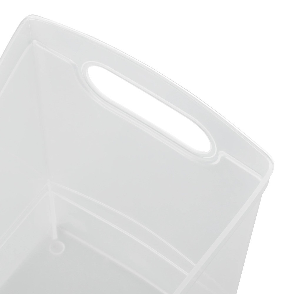 Plastic Storage Bin 12 Quart Narrow Rectangle Container with Carrying Handles