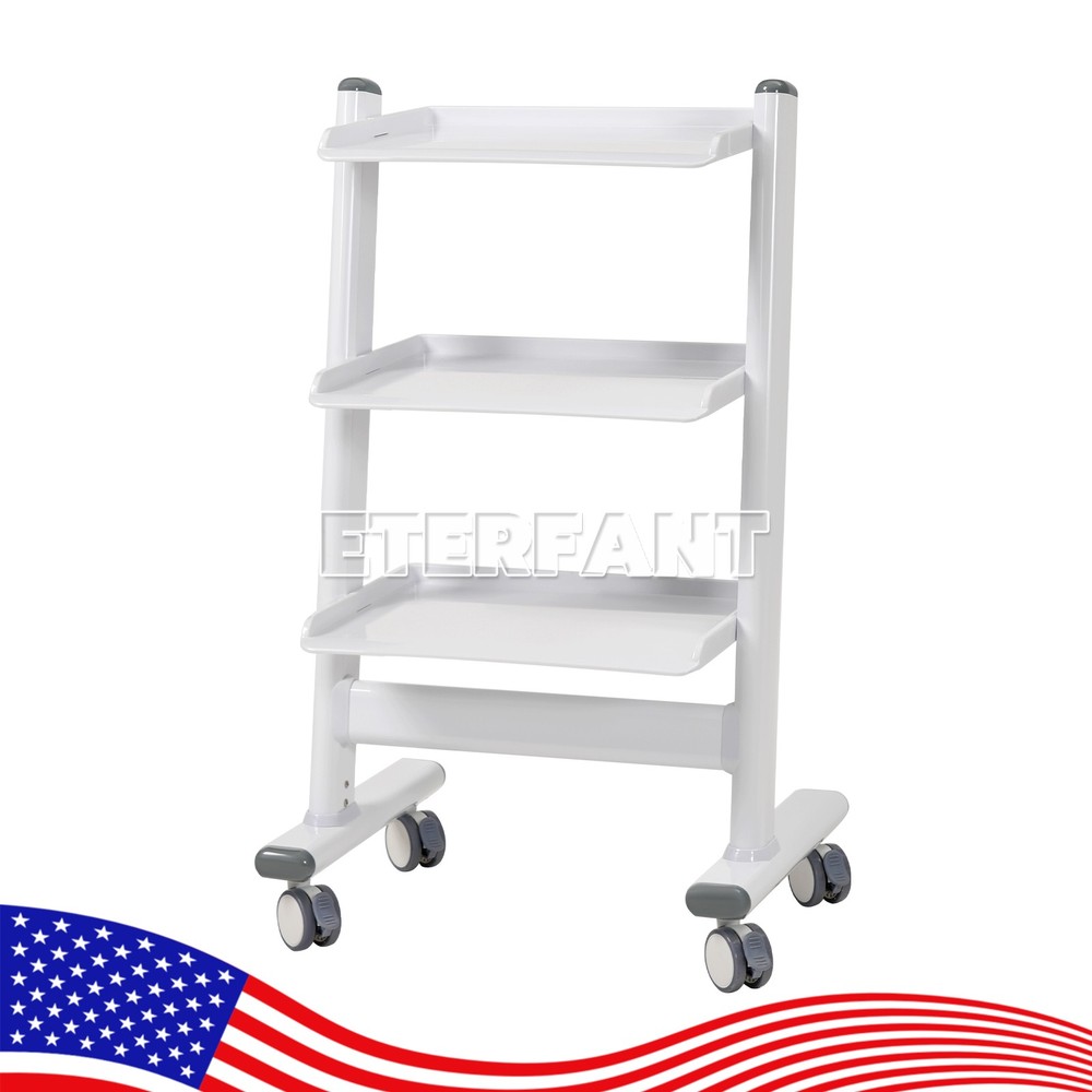 Lab Trolley Rolling Cart 3-Layer ABS Lab Serving Cart with Wheels/Socket