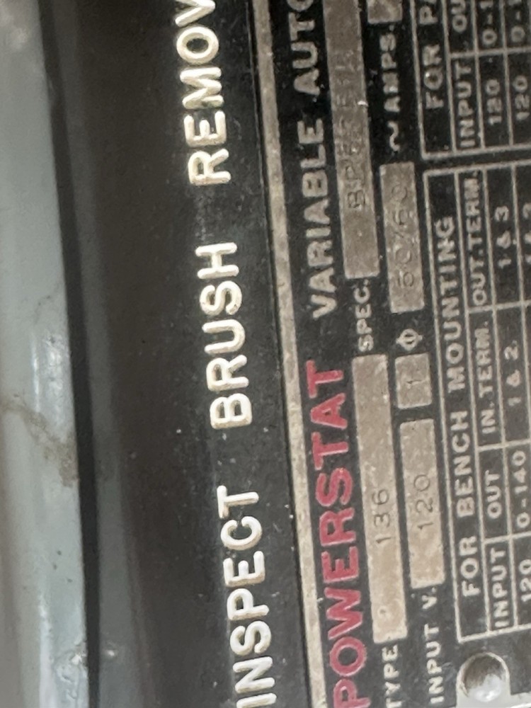 Powerstat 136 Variable Transformer With Isolated Ac