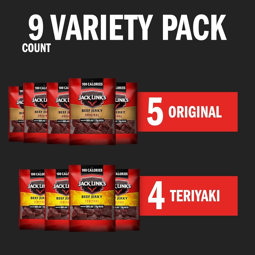 Jack Link's Beef Jerky Variety Pack - Includes Original and Teriyaki Jerky,...