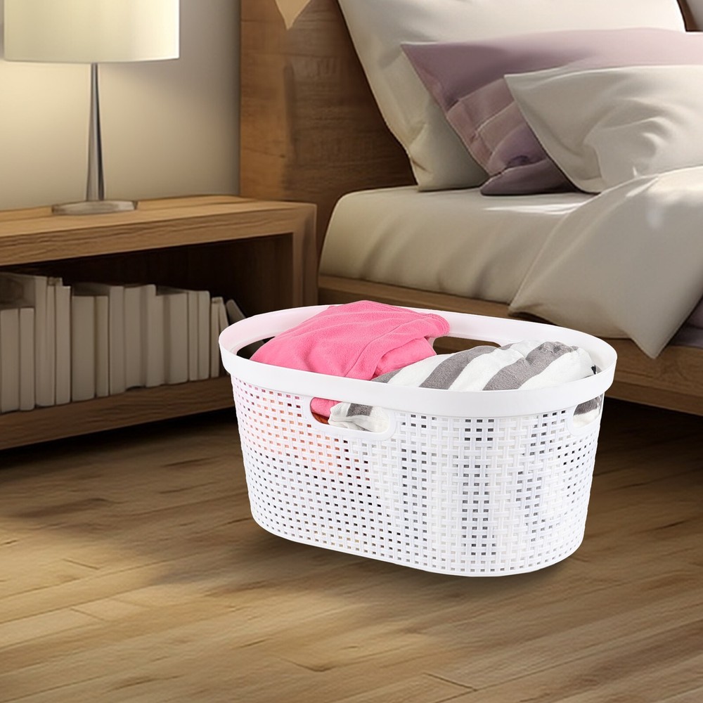 4 Pack Large Laundry Baskets, Plastic Hamper Laundry Basket, 40L, White