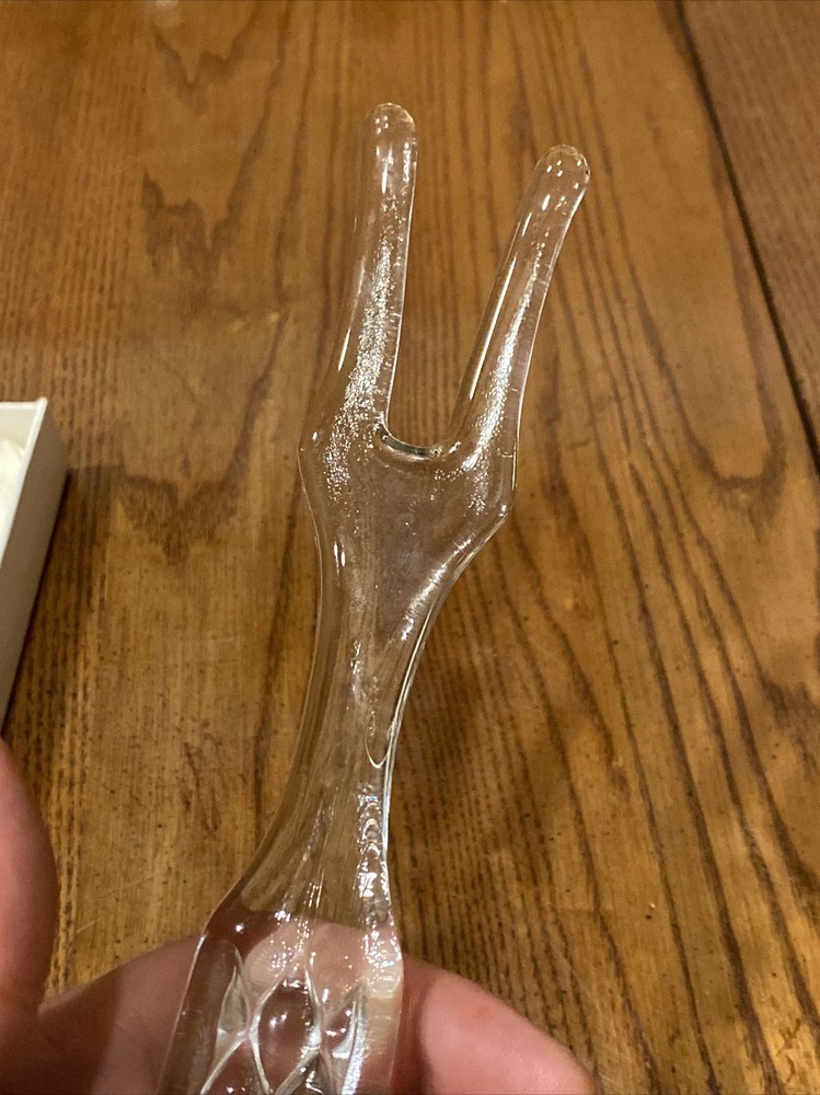 Vtg CHELTENHAM Glass 9.5" Serving Fork Embossed Diamond Pattern Handle In Box
