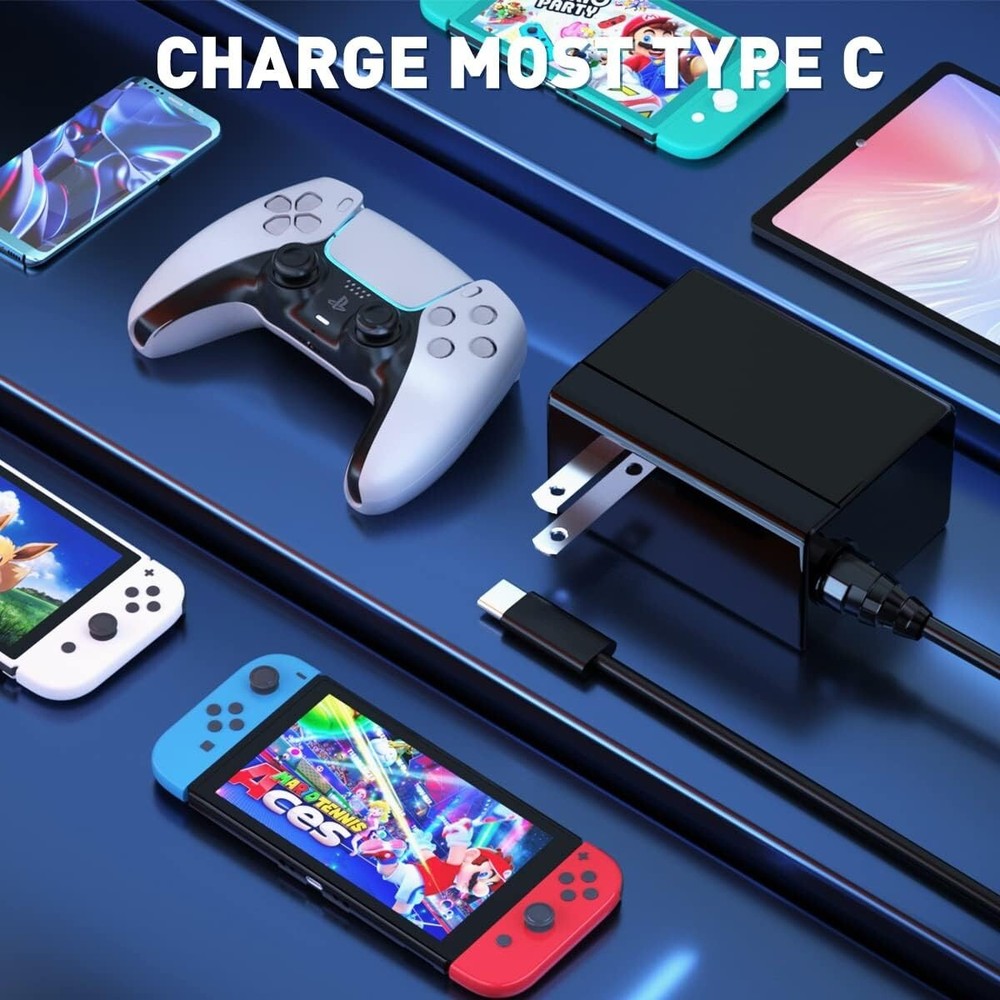 15V USB C Charger Compatible with Nintendo Switch 2/Switch/OLED/Lite/Steam Deck