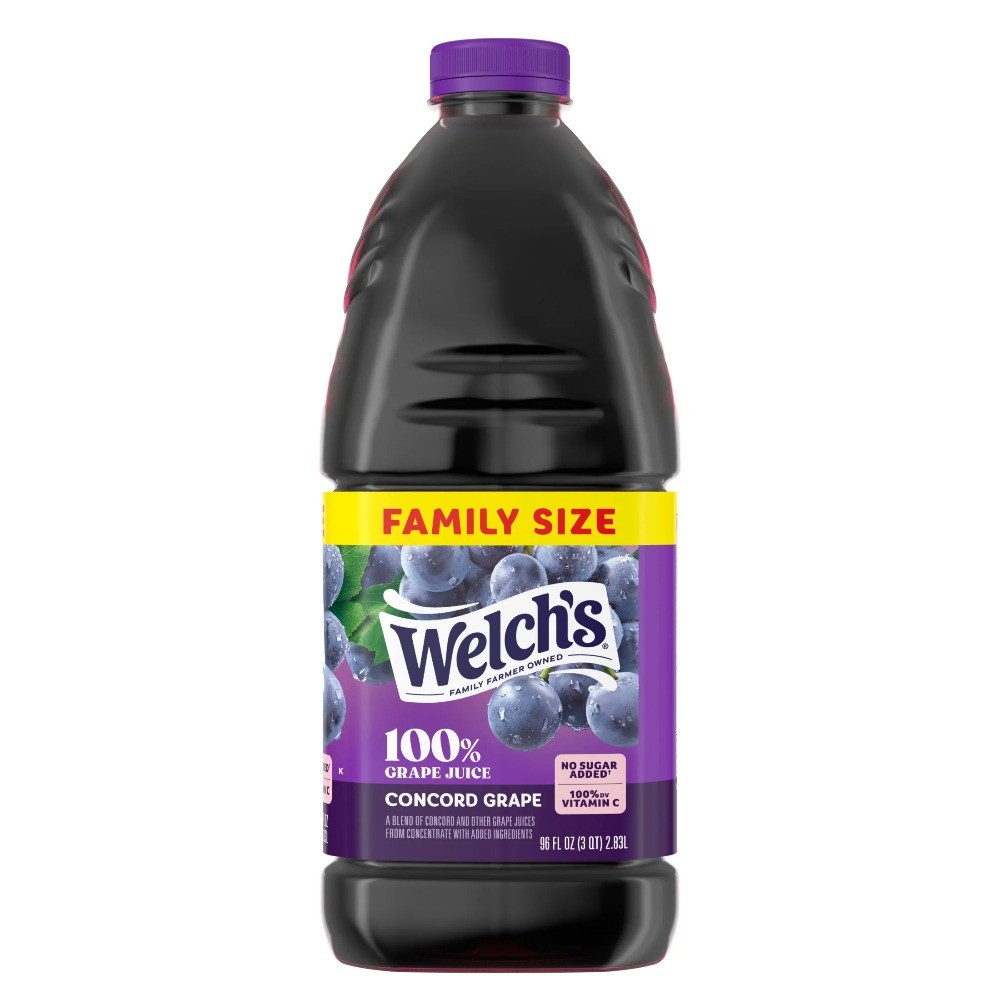 (3 pack) Welch's 100% Grape Juice, Concord Grape, 96 fl oz Bottle