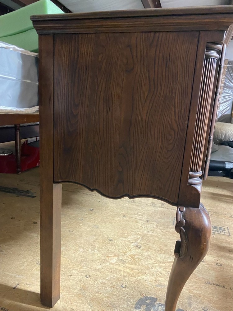 Vintage style solid oak sideboard table with carved details