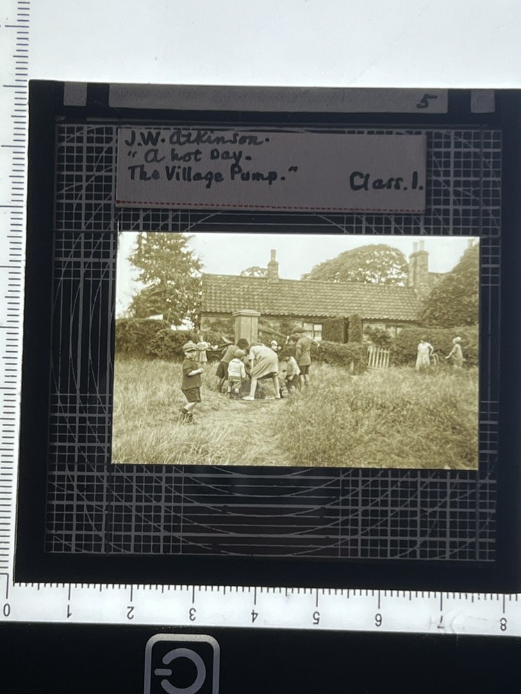 Magic Lantern Slide water pump village