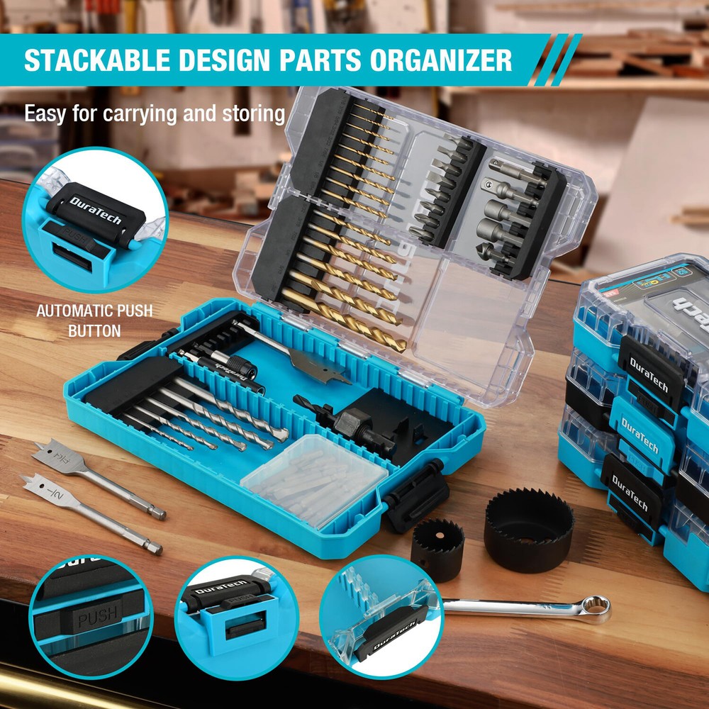 DURATECH 66PCS Impact Drill Bit Screwdriver Bit Sets Drill Driver Bit with Case