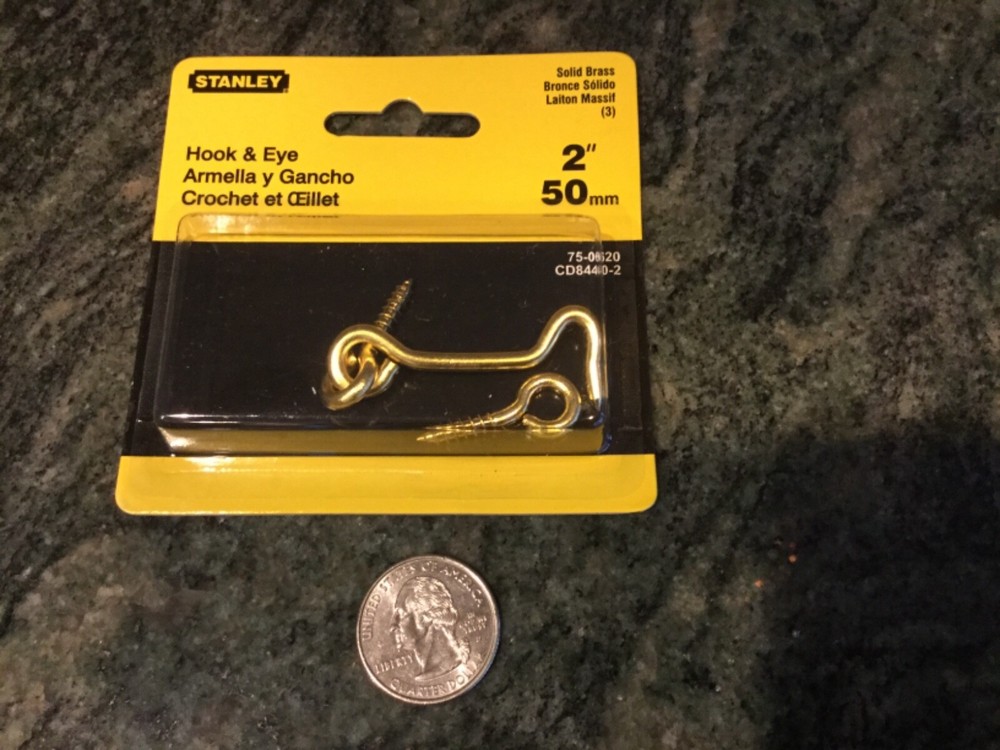 Stanley latch Hook Eye Solid Brass Latching Doors Gates 2" 75-0620 cabinet door