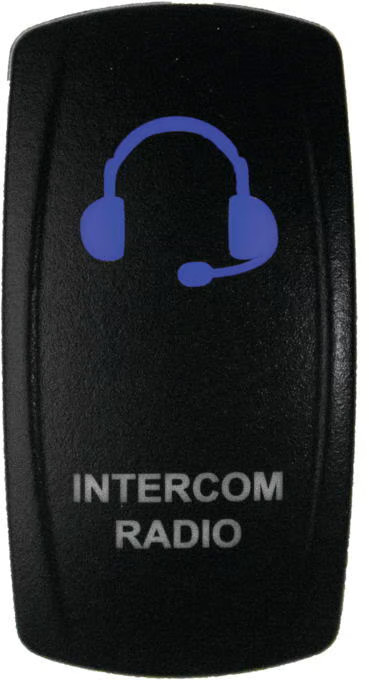 Dragonfire Laser Etch Dual LED Switch - Intercom Radio On/Off - Blue ATV/UTV