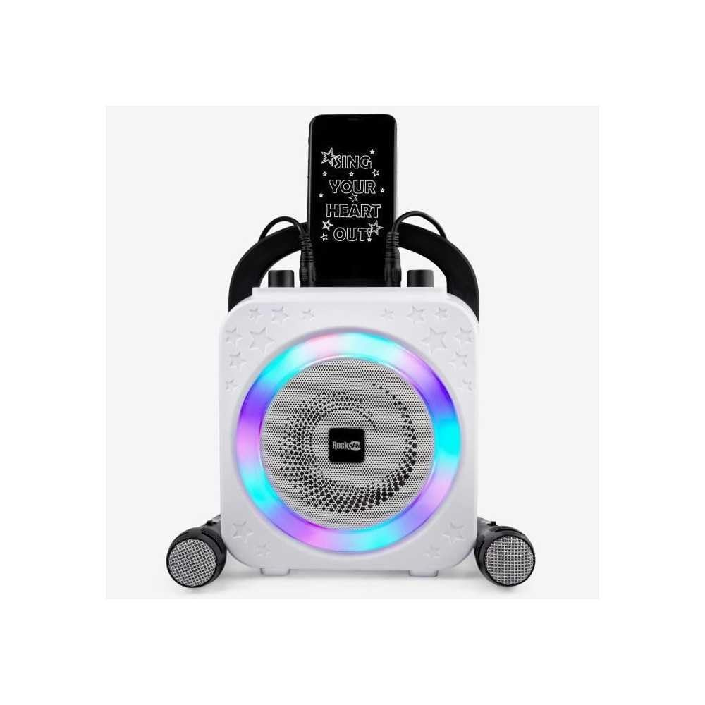 10-Watt Rechargeable Bluetooth Karaoke Machine with Two Mics Lightshow