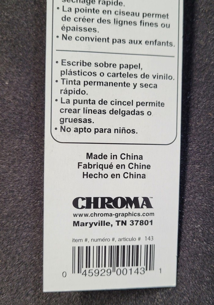 CHROMA 12 Pack, Chisel Tip, Permanent Sign Markers, Black 143 NEW (17C)
