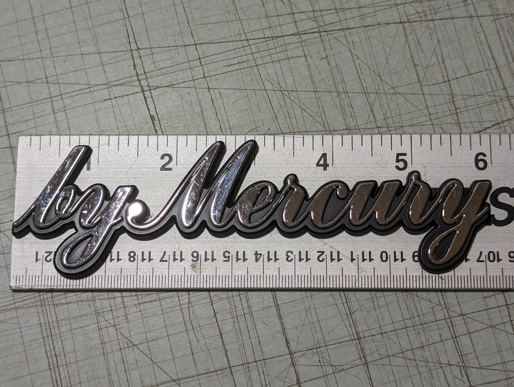 by Mercury Script Chrome Emblem 6" Plastic
