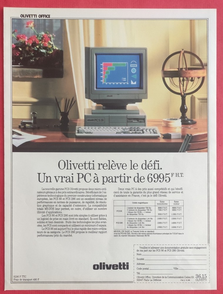 Press Ad: ROYALE MENTHOL Ultra Light Cigarettes & PC OLIVETTI 1989