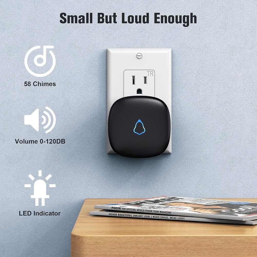 Long-Range Wireless Doorbell - 1,000ft, Weather-Resistant & Memory Function