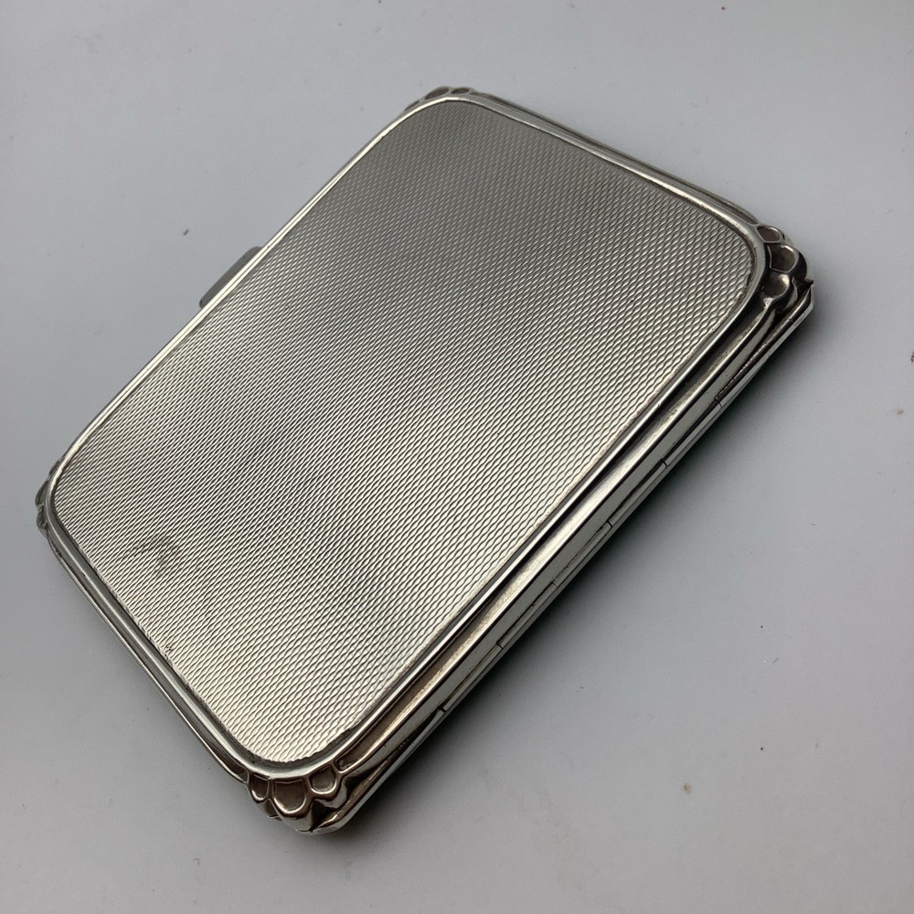 Solid Silver Guilloche Enamel Cigarette Case Hallmarked Birmingham 1950 Adie 89g