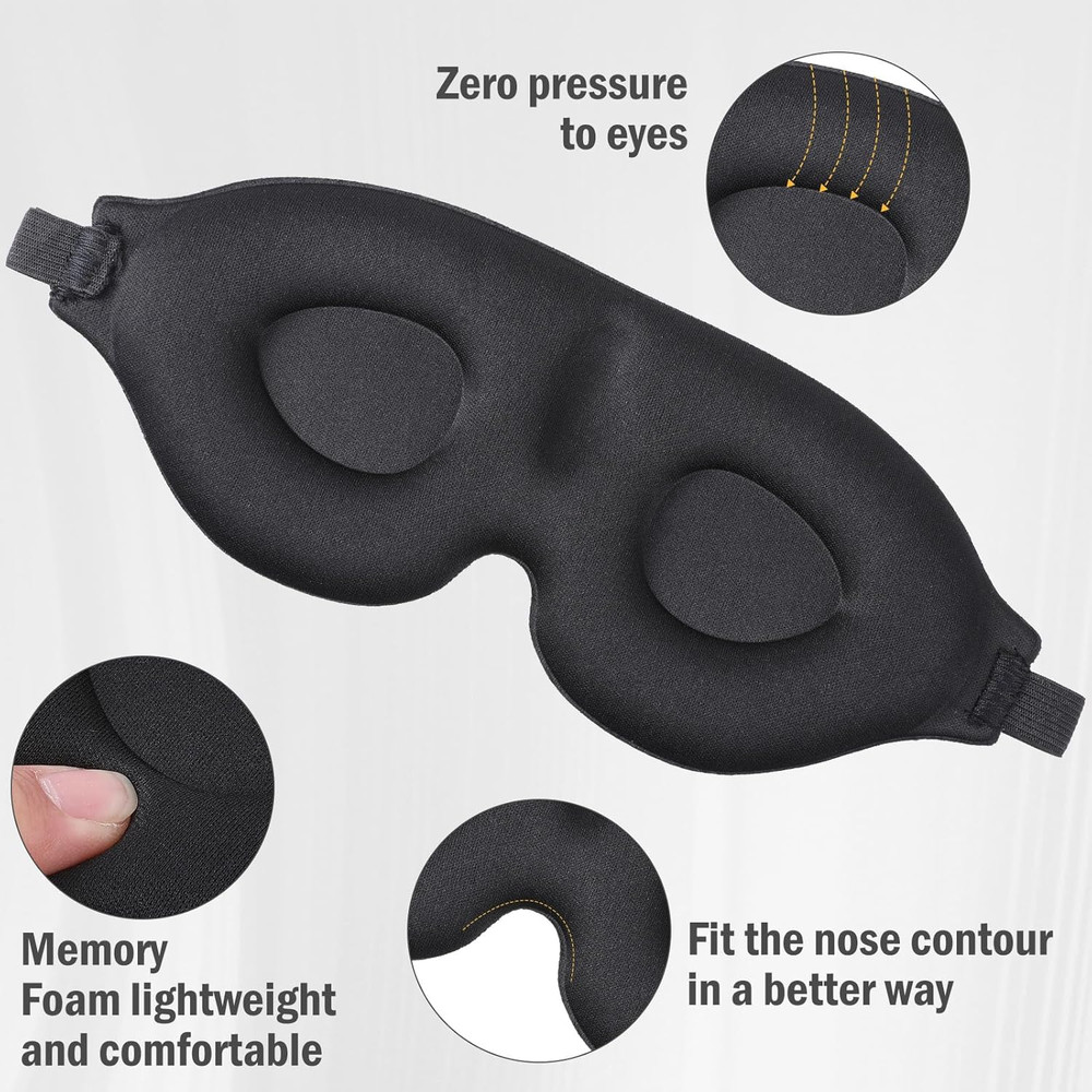 3D Sleep Mask Side Sleeper 99% Light Blocking Eye Mask with Ear Plugs