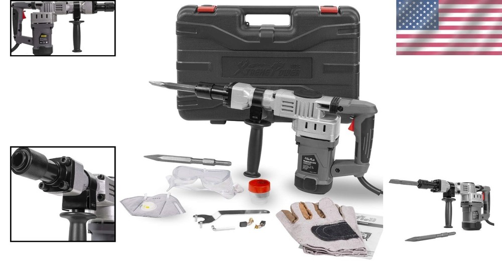 Powerful 1400W Electric Jack Hammer - Includes 2 Chisels & Durable Carrying Case