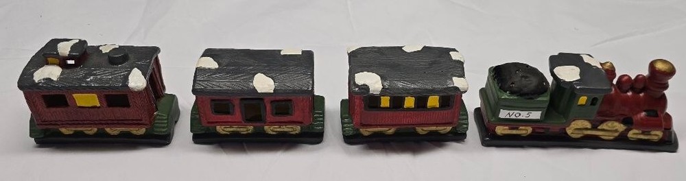 Vintage Ceramic 4 pc Christmas Train Decor