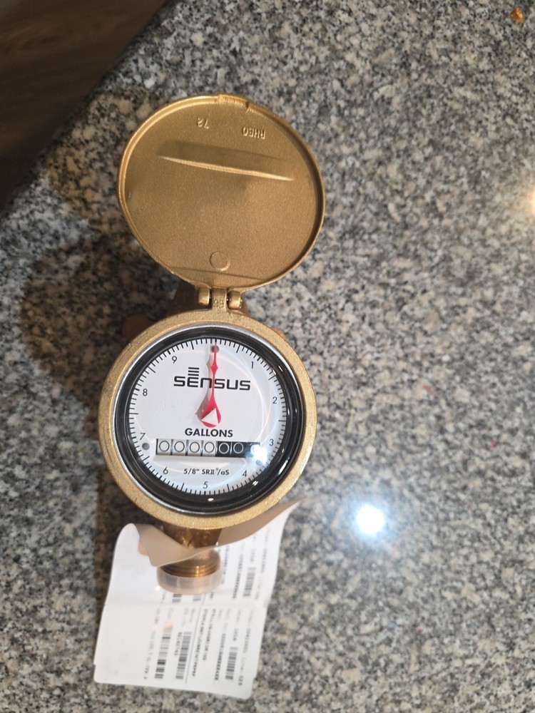 Sensus SR II 5/8" Brass Water Meter – Zero Hours – New