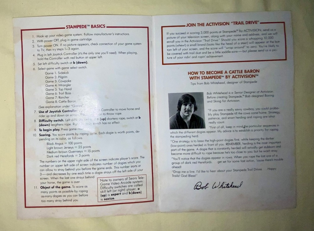 Atari 2600 Activision Stampede Instructions Manual