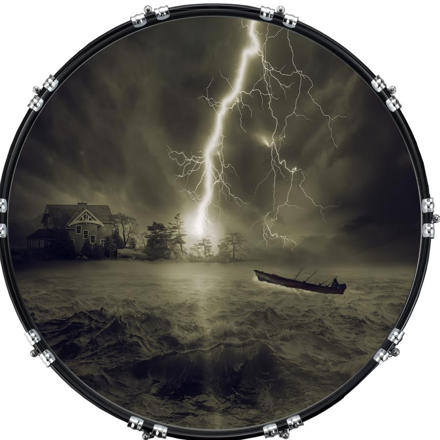 20" Custom Bass Kick Drum Front Head Graphic Graphical Thunderstorm 1