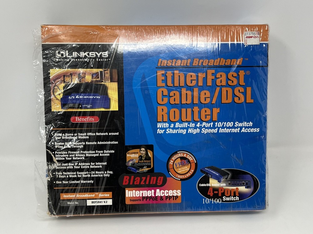 Linksys EtherFast 4-Port Cable Dsl Wired Router BEFSR41 - Missing AC Adapter