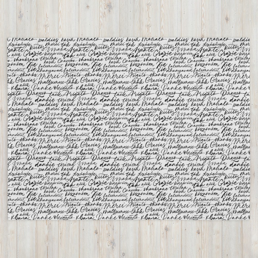 Multi-language Thank You, CW Design, Throw Blanket