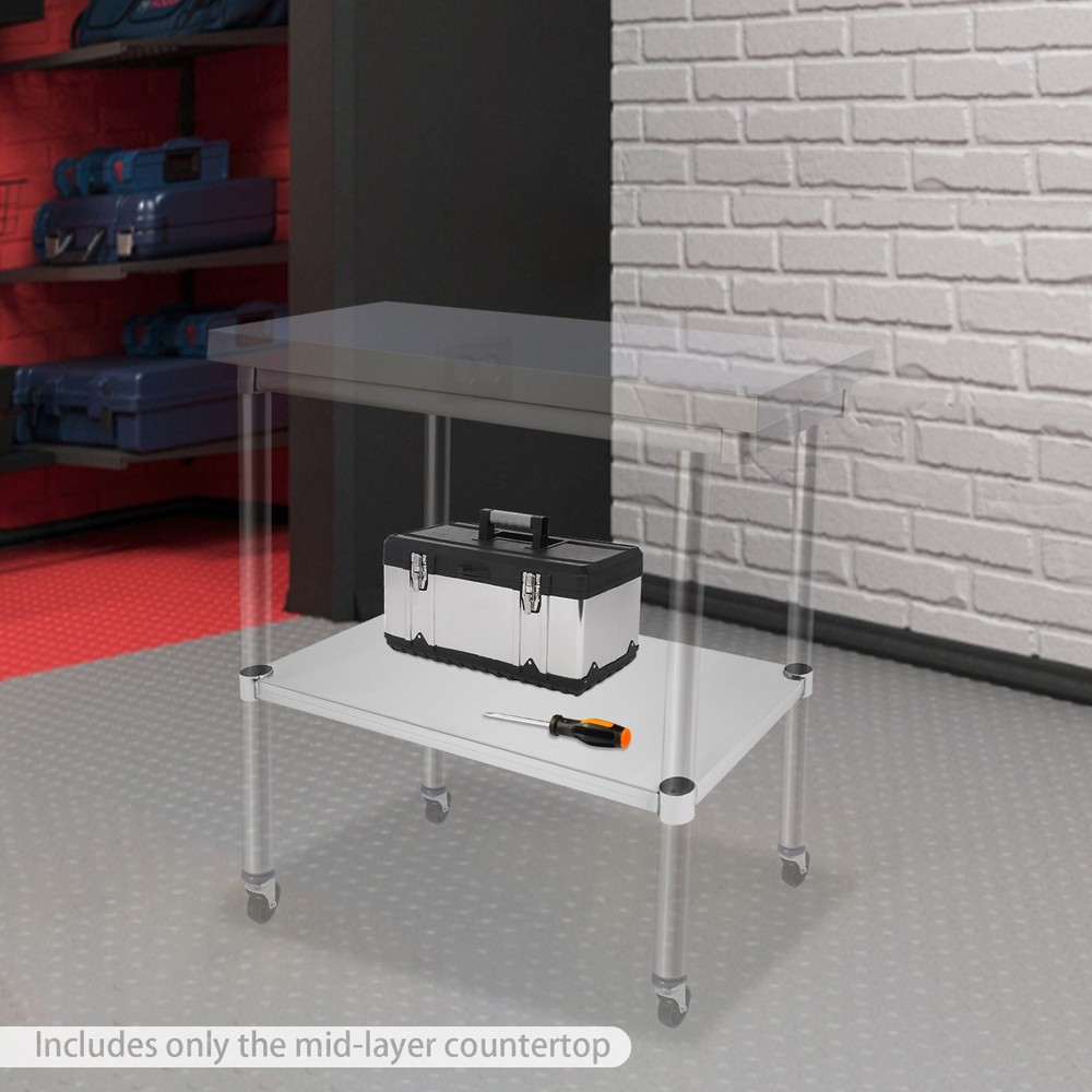 Stainless Steel Rectangular Shelf for Work Table, Adjustable 220 lbs Capacity