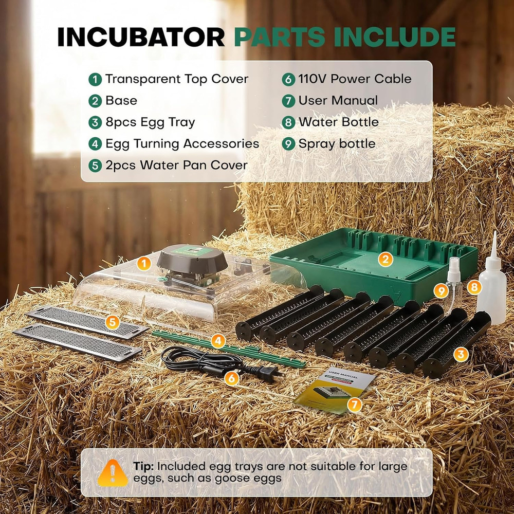 Incubators for Hatching Eggs, 72 Eggs Hatching Incubator with Automatic Egg Turn