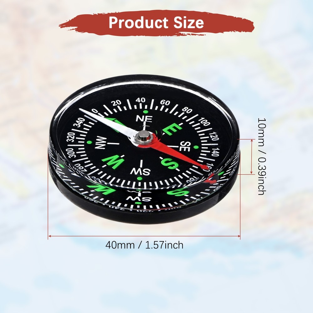 40mm Mini Compass [1PCS] - Pocket Oil Filled Small Compass Bulk - [Black]