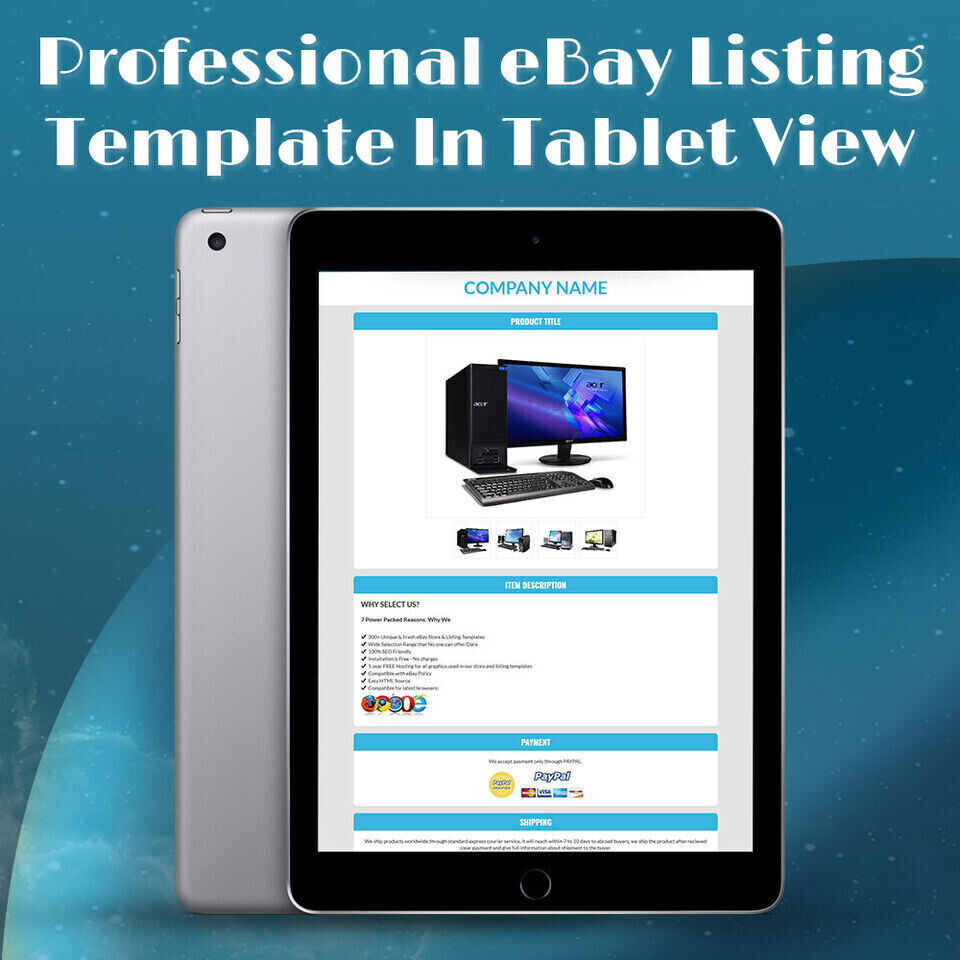 Ebay Templates Listing Auction Professional Responsive Mobile Design HTML 2019