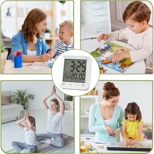 Digital Shower Clock Waterproof, Bathroom Wall Clock Timer with Touch Screen,