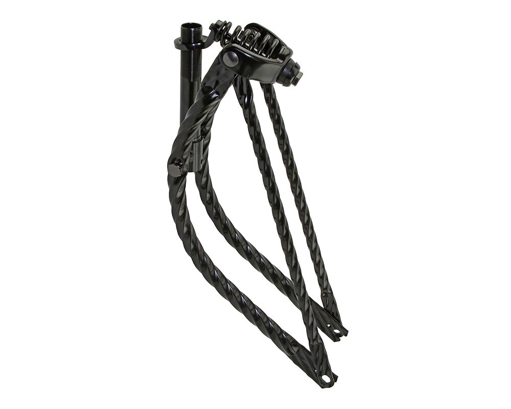 20 LOWRIDER BENT SQUARE TWISTED SPRING FORK 1 INCH BLACK.