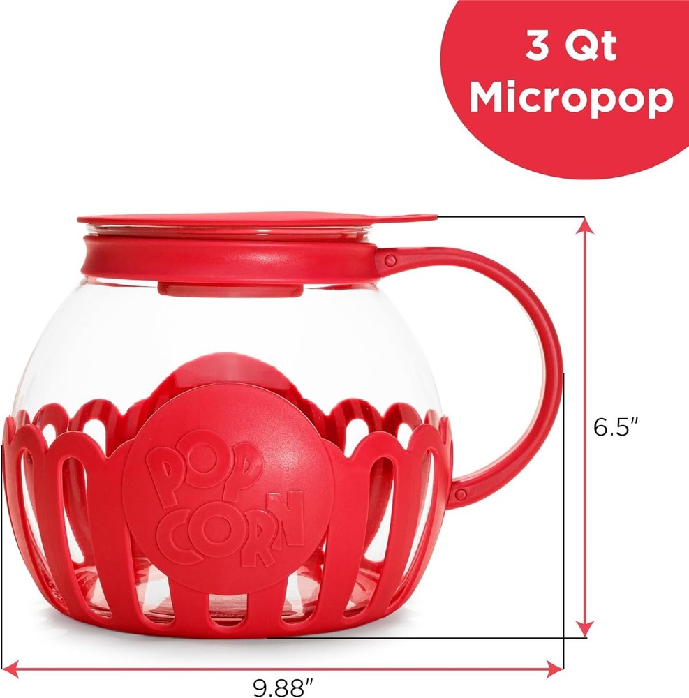 Ecolution 3-Quart Micro-Pop Glass Popcorn Maker - BPA-Free & Dishwasher Safe