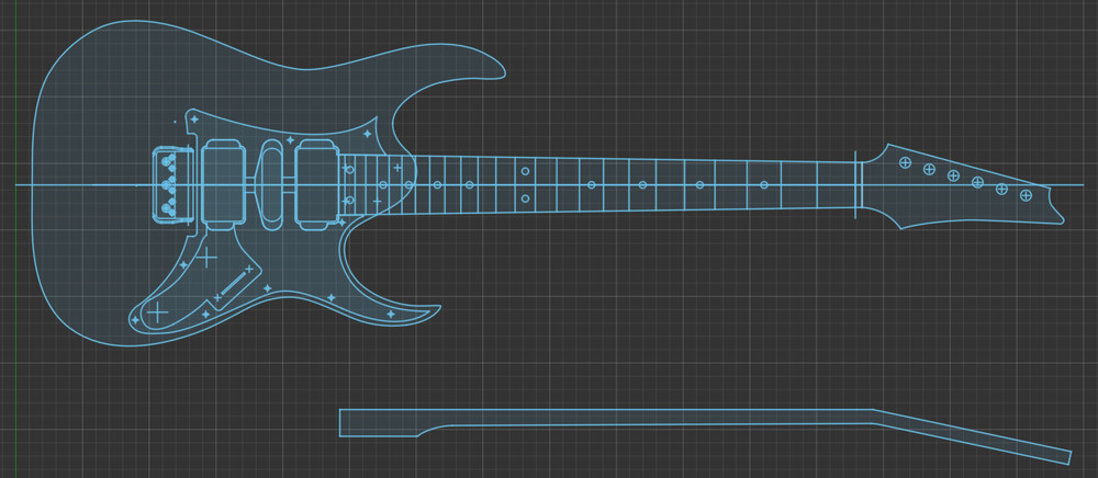 Ibanez RG 6 String Hardtail Full Template Set 0.50" MDF