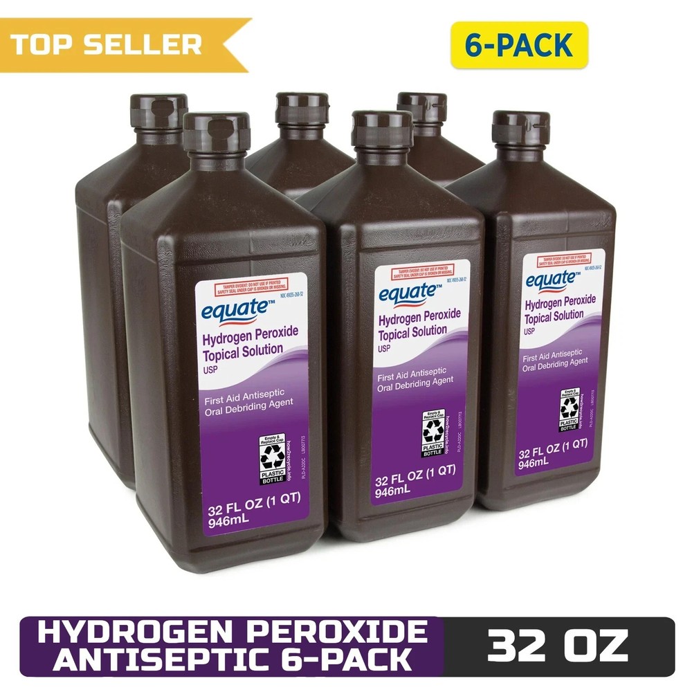 Equate 3% Hydrogen Peroxide Antiseptic Liquid, 6-Pack, 32 fl oz Each