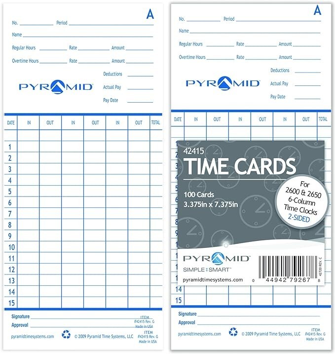 Pyramid Time Systems Pyramid Timecards