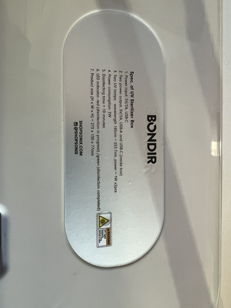 BONDIR UV + O3 Sanitizer / Sterilizer Box
