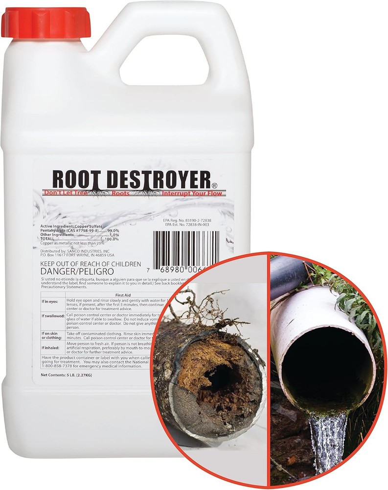 Root Destroyer - 5lbs - Root Killer for Sewer, Pipe & Drain Lines, Septic Tanks