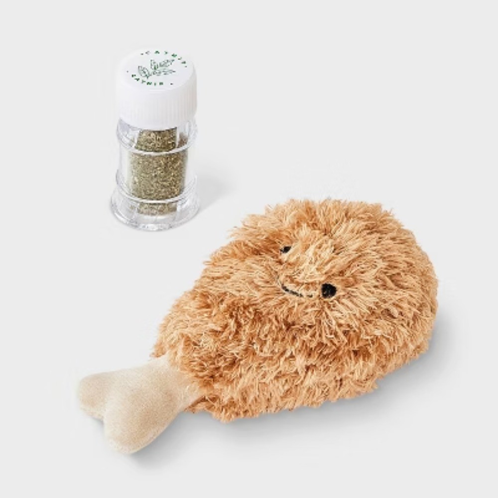 Chicken Drummy Refillable Catnip Cat Plush Toy Set