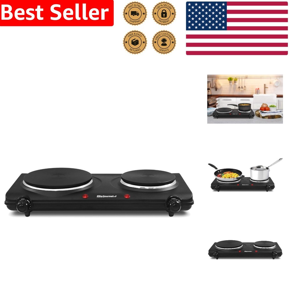 Compact Double Electric Burner with Adjustable Temperature & Safety Lights
