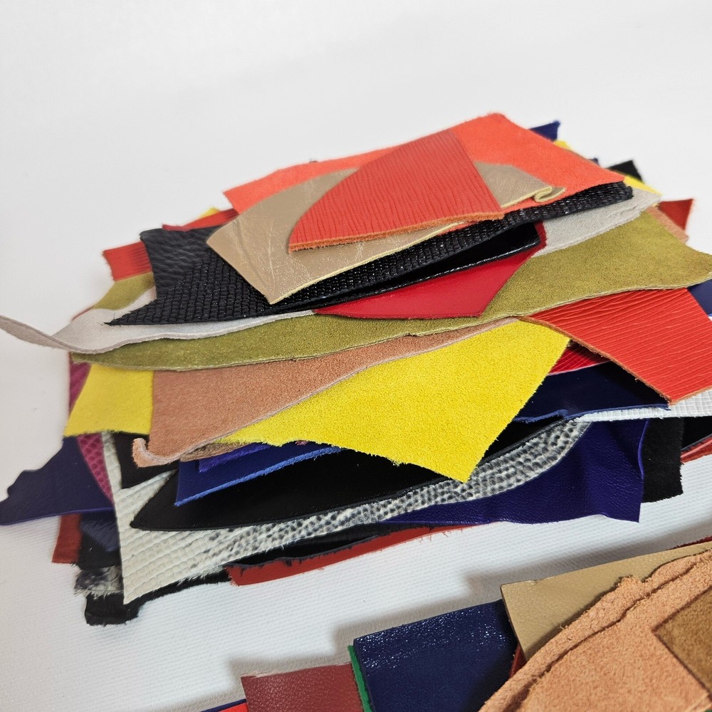 Genuine Leather Scraps Bits Small/Tiny Samples Crafts 15 oz Total
